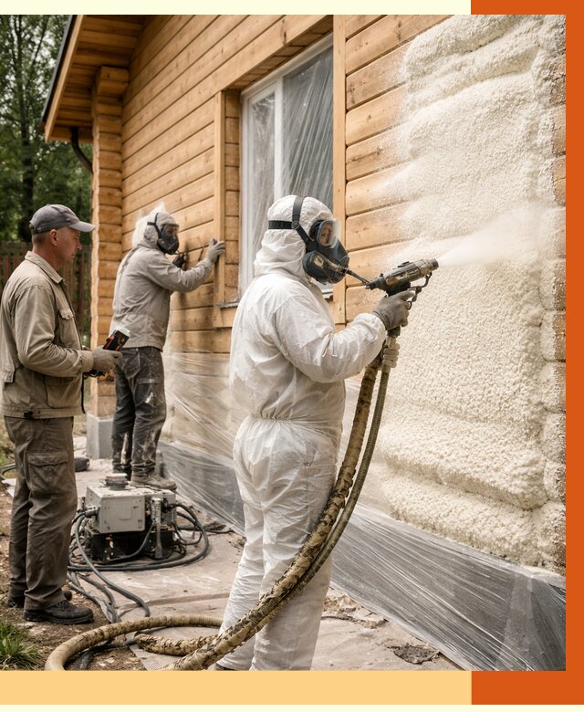 Утепление дома из бруса ППУ в Шатуре от 3944 руб/м2 под ключ | ТепломастерШтр