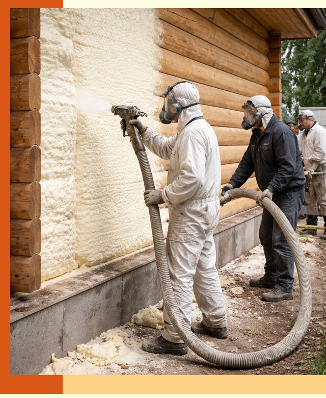 Утепление дома из бруса пенополиуретаном в Шатуре