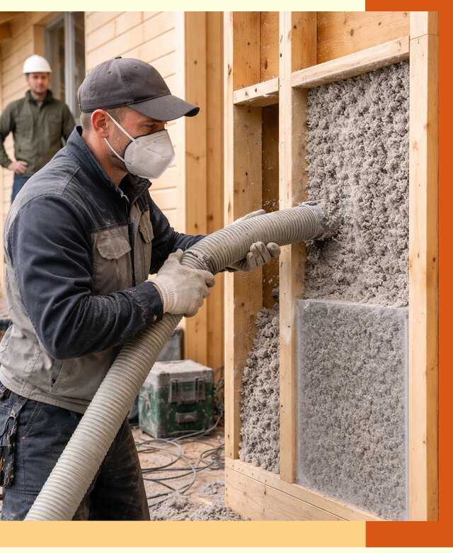 Утепление дома из бруса эковатой в Шатуре от 1895 руб/м2 | ТепломастерШтр