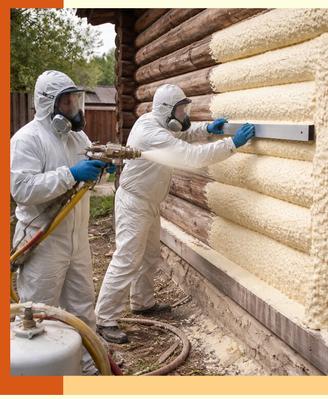 Утепление бревенчатого дома ППУ в Шатуре эффективной изоляцией