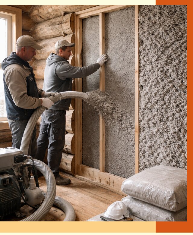 Утепление бревенчатого дома эковатой в Шатуре от 2817 руб. | ТепломастерШтр