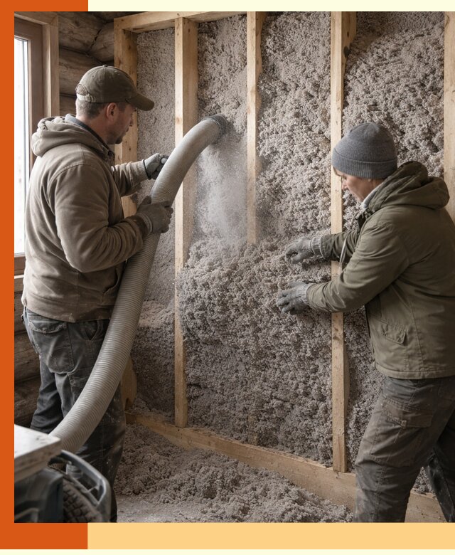 Утепление бревенчатого дома эковатой в Шатуре