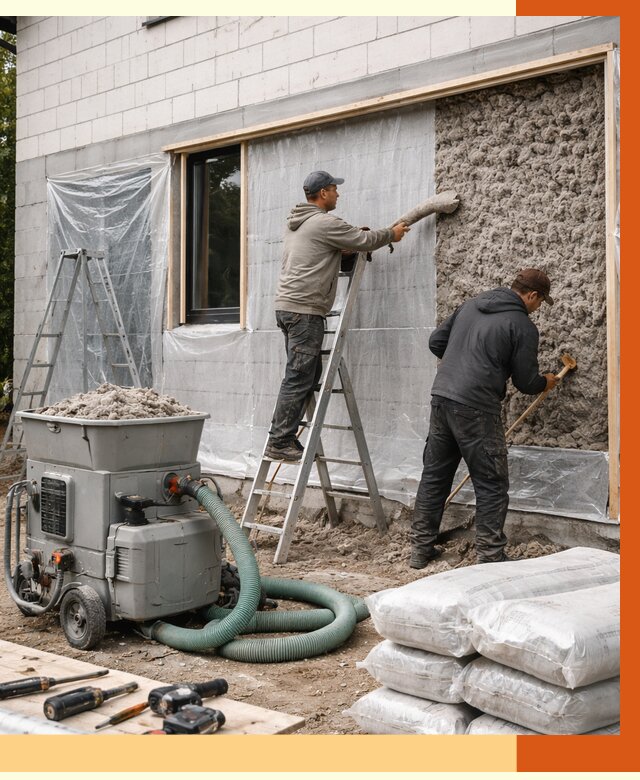 Утепление дома из газобетона эковатой в Шатуре от 4610 руб./м2 | ТепломастерШтр