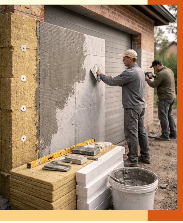 Утепление гаража снаружи в Шатуре от 4302 руб. за м2 — наружное утепление под ключ | ТепломастерШтр