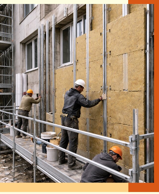 Утепление вентилируемого фасада в Шатуре от 5737 руб/м2 — монтаж и утепление вентфасад | ТепломастерШтр