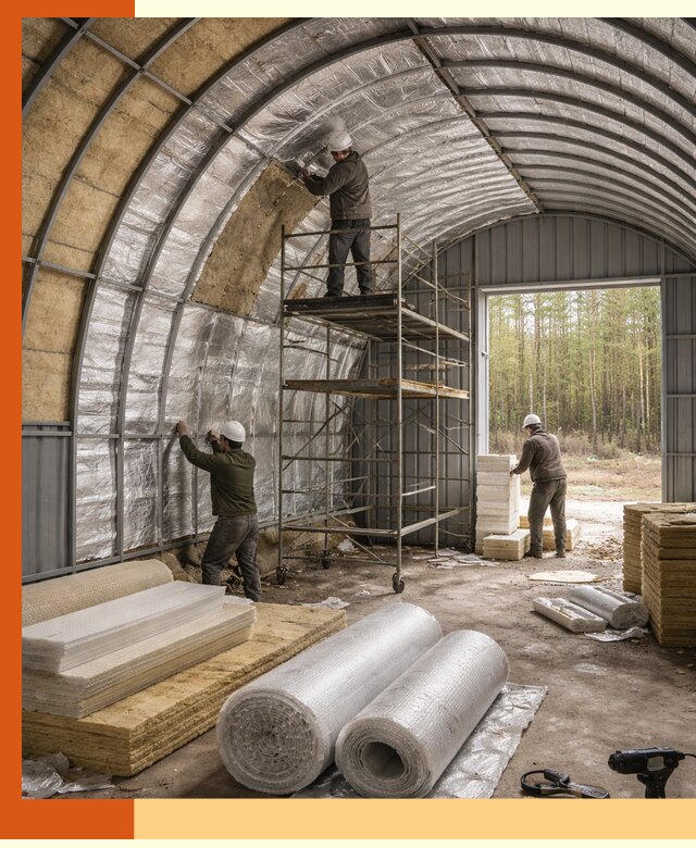 Утепление арочного ангара под ключ в Шатуре