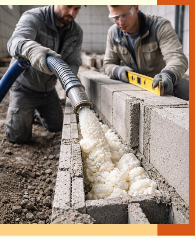 Заполнение колодцевой кладки ППУ в Шатуре от 4302 руб. за м2 | ТепломастерШтр