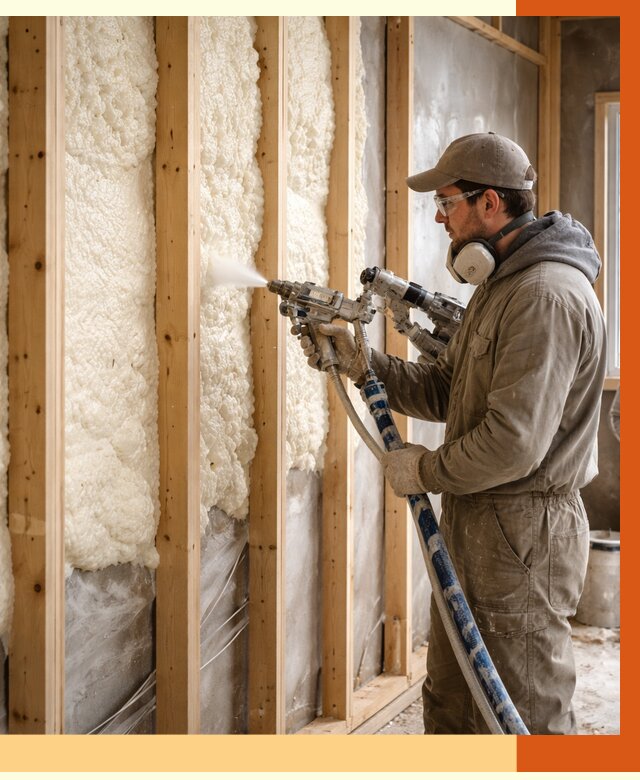 Утепление каркасной стены ППУ в Шатуре от 4354 руб./м2 под ключ | ТепломастерШтр