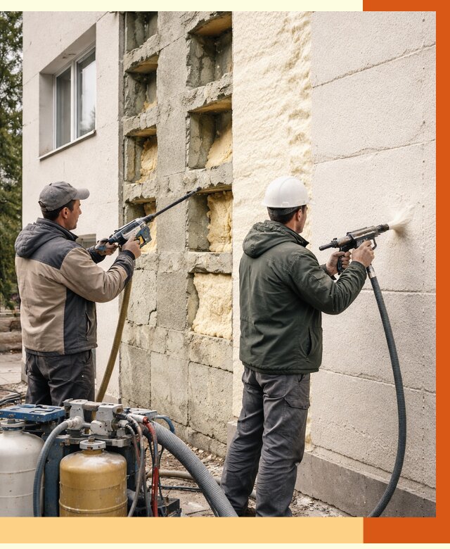 Заполнение пустот фасада в Шатуре от 4610 руб. — утепление пустот облицовки | ТепломастерШтр