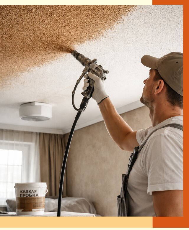 Утепление потолка жидкой пробкой в Шатуре от 3585 руб. | ТепломастерШтр