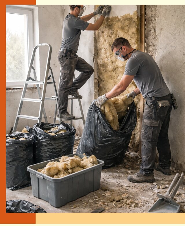 Демонтаж старого утеплителя и вывоз отходов в Шатуре